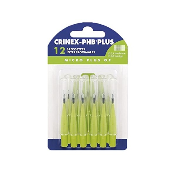 CRINEX - Phb Plus Micro Gf - Brossette Dentaire - Fibres en Tynex - Vert - 12 Brossettes par Unité