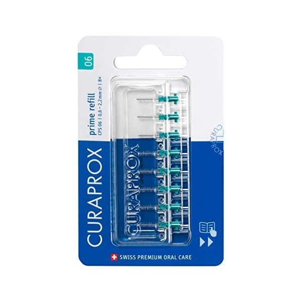 Curaprox brossettes interdentaires CPS 011 prime, Refill, 8 pièces, vert, 1,1 mm de diamètre, 5 mm defficacité, recharge, sa