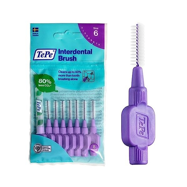 TePe Brossettes interdentaires Original - Nettoyage facile des espaces interdentaires - 1 x 8 brossettes - Diamètre 0,5mm - R