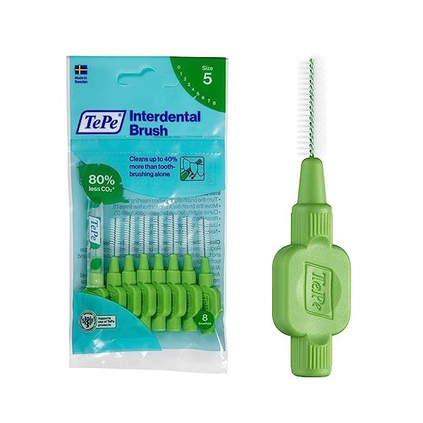 TePe Brossettes interdentaires Original - Nettoyage facile des espaces interdentaires - 1 x 8 brossettes - Diamètre 0,5mm - R