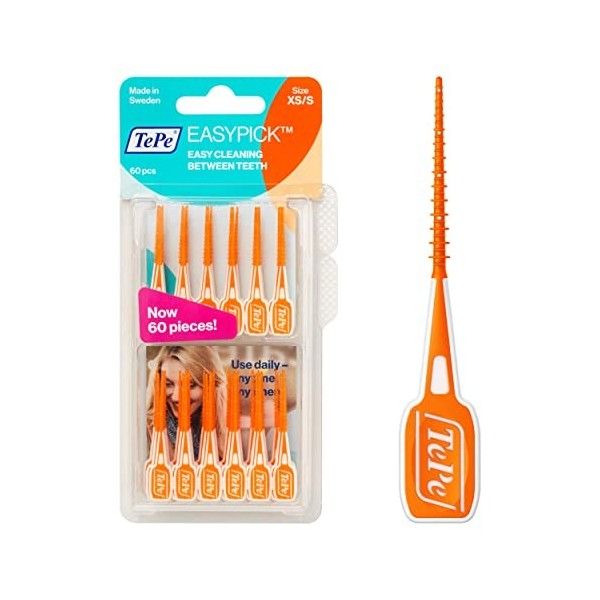 TePe Easypick Pack de 60 cure-dents en silicone Orange Taille XS/S