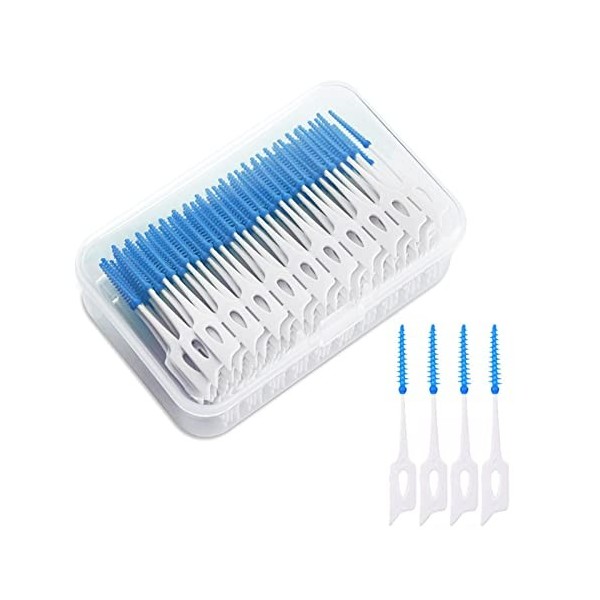 MIVAIUN 200 Pièces Brossettes interdentaires Soft Silicone Brosse à dents outil de nettoyage des dents Bâton de fil dentaire 