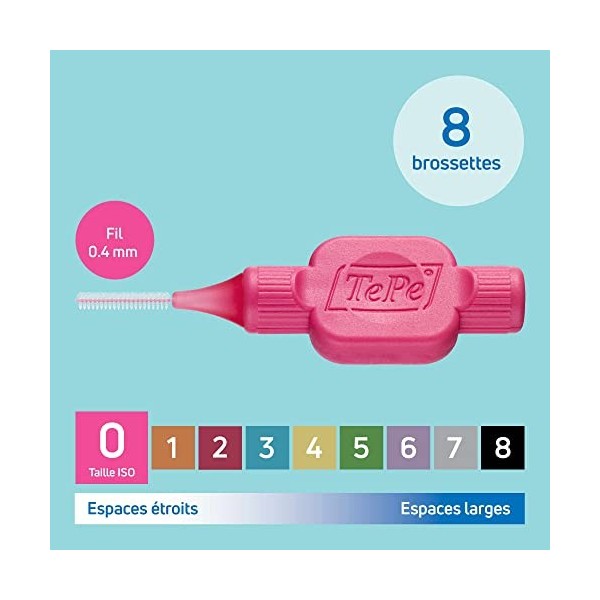 TePe Brossettes interdentaires Original - Nettoyage facile des espaces interdentaires - 1 x 8 brossettes - Diamètre 0,4mm - R