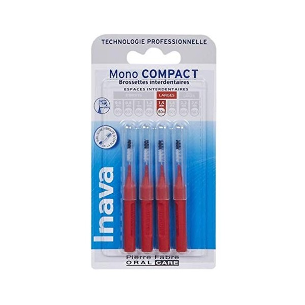 Inava - Brossettes Interdentaires 1.5mm Rouge X4 Mono Compact Inava