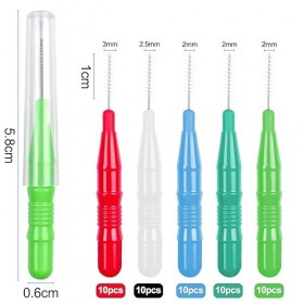 Magrimaxio 50 Pièces Brossettes Interdentaire avec la 5 Couleurs, Brossette Interdentaires avec Couvercle, Brosses Outil de N