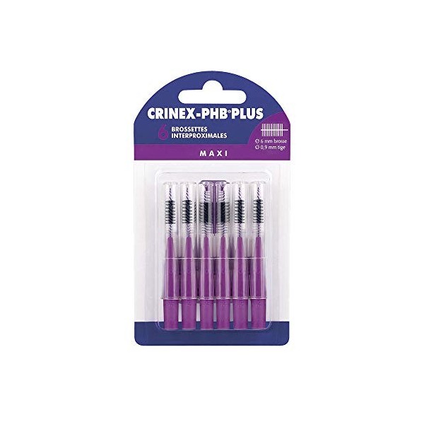 CRINEX - Phb Plus Maxi - Brossette Dentaire - Fibres en Tynex - Violet - 6 Brossettes par Unité