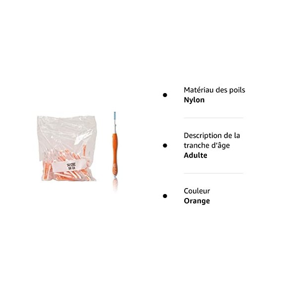 GUM TRAV-LER Lot de 50 brossettes interdentaires - Sachet ISO 2 - Orange - 0,9 mm