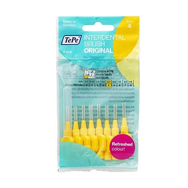 TePe Lot de 5 paquets de 8 brossettes interdentaires Jaune 0,7 mm