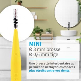CRINEX - Phb Plus Mini - Brossette Dentaire - Fibres en Tynex - Jaune - 6 Brossettes par Unité