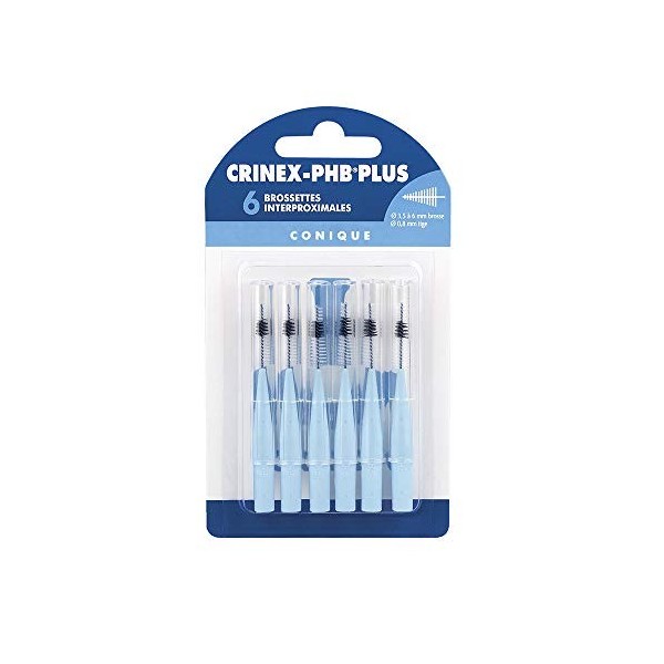 CRINEX - Phb Plus Conique - Brossette Dentaire - Fibres en Tynex - Bleu - 6 Brossettes par Unité