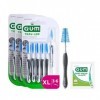 Brossette Interdentaire GUM TRAV-LER/Elimine 25% de Plaque dentaire en plus/Brins Recouverts dun Agent Antibactérien/Manche 