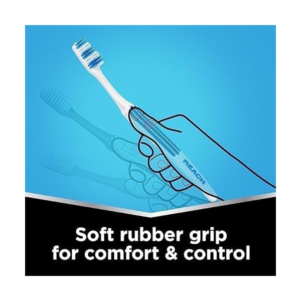 REACH Essential Care Interdentaire Solide Brosse à dents, Duo paquet x 2, Pleine tête Brossette à poils durs Brosses à dents 