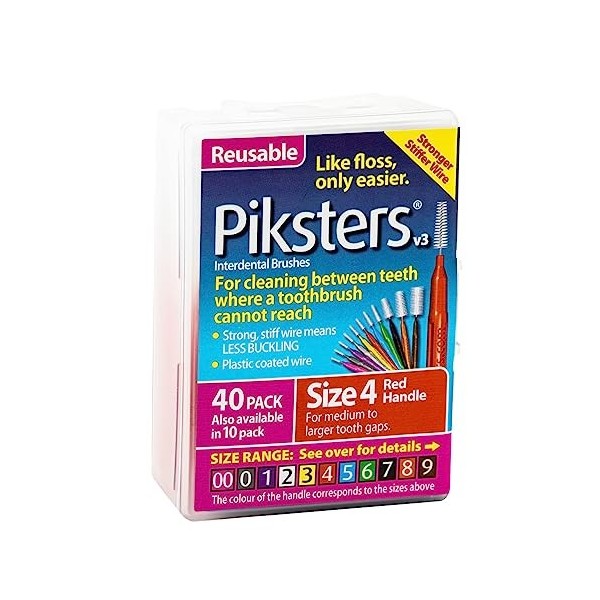 Piksters Interdental Brushes - pour se brosser les dents 40 Pack, Size 3 Yellow 