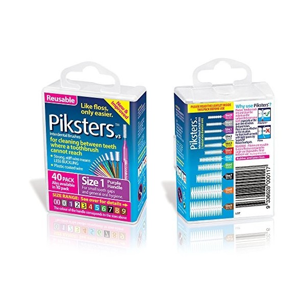 Piksters Interdental Brushes - pour se brosser les dents 40 Pack, Size 3 Yellow 