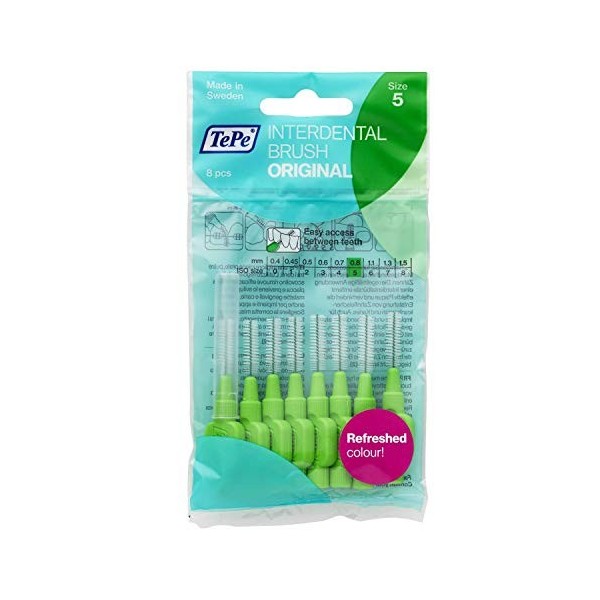 TePe Lot de 3 boîtes de 8 brossettes interdentaires soit 24 brossettes Vert 0,8 mm.