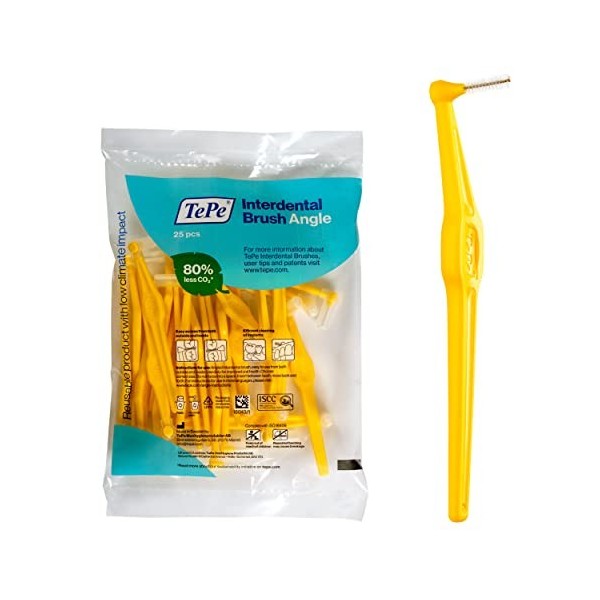 TePe Lot de 25 brossettes interdentaires Angle Jaune 0,7 mm