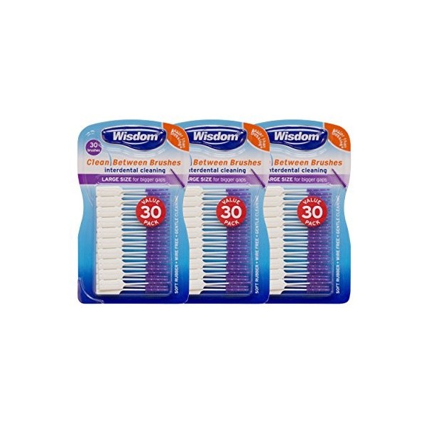 La Sagesse brosses à dents Clean entre brosses interdentaires, grande, Lot de 3, Fibres contrôle du