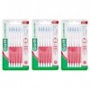 GUM Bi-Direction Lot de 3 paquets de 6 brossettes interdentaires Rose vif sapin 1,2 mm