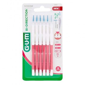 GUM Bi-Direction Lot de 3 paquets de 6 brossettes interdentaires Rose vif sapin 1,2 mm
