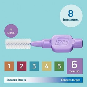 TePe Brossettes interdentaires Extra Soft - Nettoyage en douceur des espaces interdentaires - 1 x 8 brossettes - Diamètre 1,1