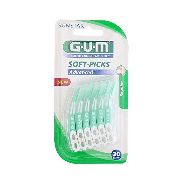 GUM Soft-Picks Advanced avec étui de voyage Regular Lot de 30, Avantage Pack 6 x 30 pièces 