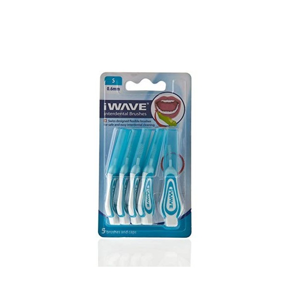 iWave Lot de 5 brosses interdentaires fines 0,6 mm Bleu – Brosses de nettoyage interdentaires pour nettoyage total des dents 