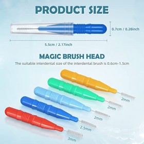 Obidodi Lot de 50 brosses interdentaires, cure-dents souples, tête de fil dentaire, brosse dhygiène bucco-dentaire, mini out