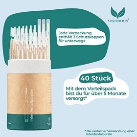 VIGOROUS® Brosses interdentaires - ISO 2, 0,5 mm - Lot de 40 brosses interdentaires durables - Brosses dentaires pour le nett