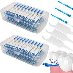 DKDDSSS 400 Pièces Brossettes Interdentaire, Brosse Dentaire Portable, Brosse à Dents Silicone, Brossette Dentaire Interdenta