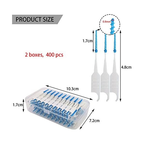 DKDDSSS 400 Pièces Brossettes Interdentaire, Brosse Dentaire Portable, Brosse à Dents Silicone, Brossette Dentaire Interdenta