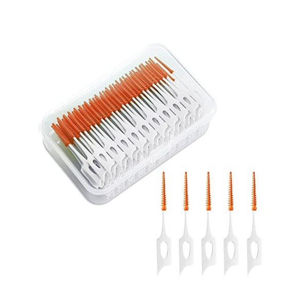 VIKSAUN 200 Pièces Brossettes Interdentaires, Double Face en Silicone Brosse Interdentaire, Soft Silicone Brosse à dents Fil 