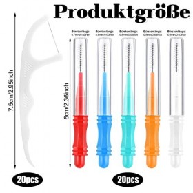 20 Brossettes Interdentaire + 20 Fil Dentaire, 0,7 mm Diamètre Brossette Dent Hygiène Interdentaire Interdental Brushes Netto
