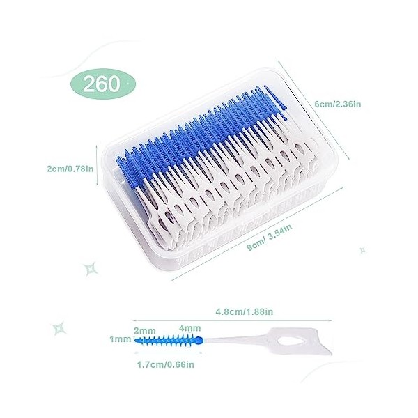 MIVAIUN 260 Pièces Bâtonnet Interdentaire Tige de Soie Dentaire à Double Usage Soft Silicone Brosse à Dents Fil Dentaire Port