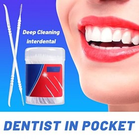 300 Pièces Cure Dent Plastique Double Tête, RosyFate Cure Dents Interdentaire, Portables Brossettes Interdentaire, Cure Dent 