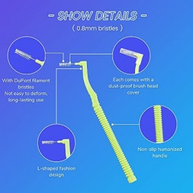 20 Pièces Brossettes Interdentaire, RosyFate Brossette Dentaire Interdentaire, Forme en L Brossettes Interdentaires, Diamètre