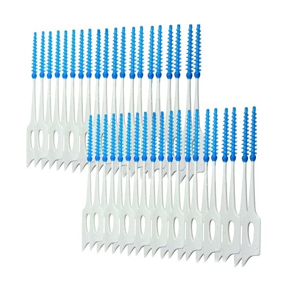 Lot de 40 cure-dents interdentaires en silicone doux à double usage pour le nettoyage bucco-dentaire, outil de nettoyage des 