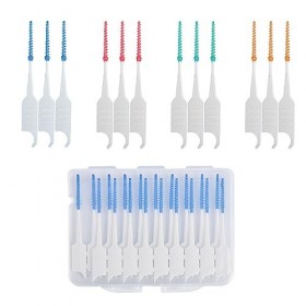 CRLLDPM 160 Pièces Brossettes Interdentaires Soft Silicone Brosse à dents Fil dentaire outil de nettoyage Double Face en Sili
