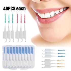 CRLLDPM 160 Pièces Brossettes Interdentaires Soft Silicone Brosse à dents Fil dentaire outil de nettoyage Double Face en Sili