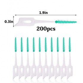 200 Pièces Brossettes Interdentaires, Double Face en Soft Silicone Bâtonnet Interdentaire, Bâton de Fil Dentaire Brosse à Den