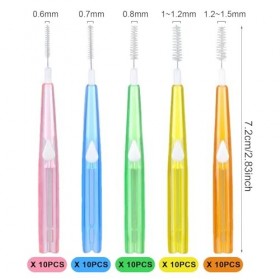 SKHAOVS 50 Pièces Brossettes Interdentaire,Brosse à Fil Dentaire Rétractable,Fil Dentaire Push-Pull,Nettoyage Facile des Espa