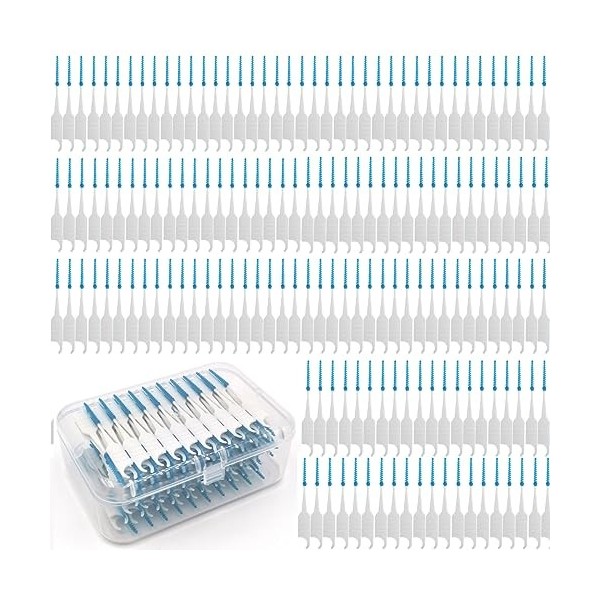 Brossettes Interdentaire Souples, FaJoek 200 PCS Brossettes Interdentaires en Plastique 0,7mm Cure-dents Interdentaires, Peti