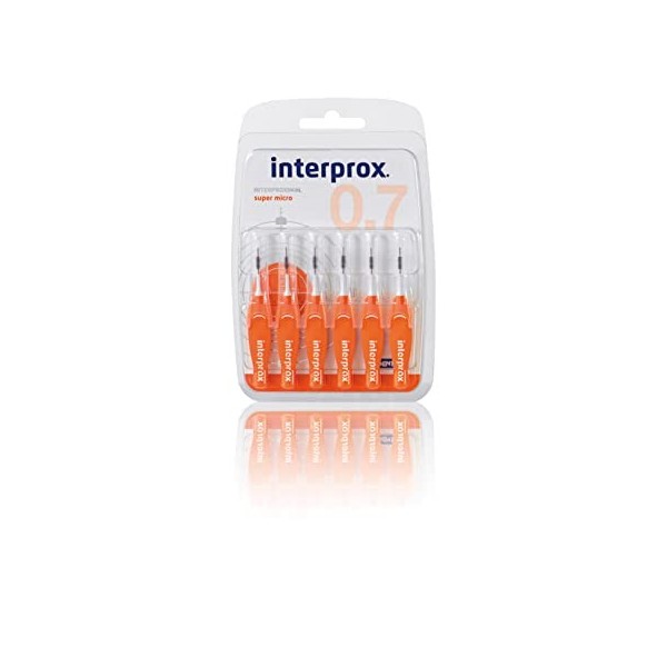 INTERPROX - Supermicro 0.7 - Brossettes Interdentaire - Fibres en Tynex - Orange - Blister de 6 unités
