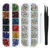 Lot de 4492 strass multicolores pour nail art avec pince à épiler et strass coloré 