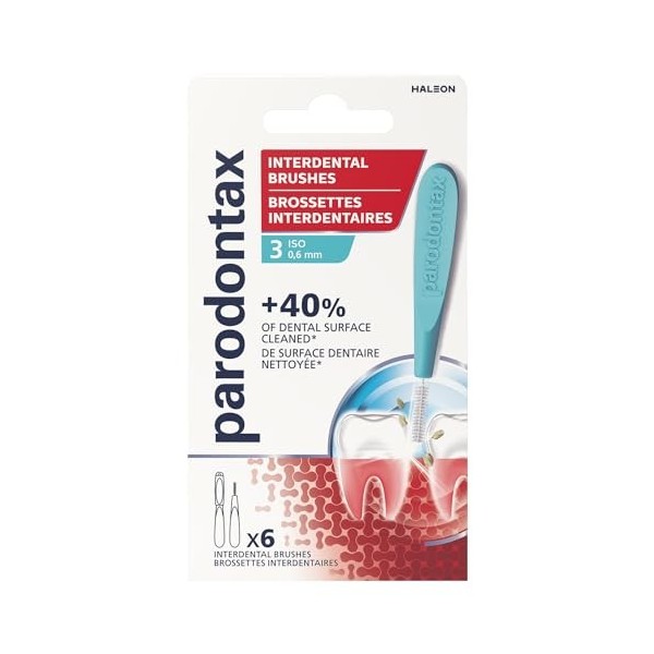 parodontax Brossettes Interdentaires 0.6mm X6 avec capuchon hygiènique/élimine en profondeur la plaque dentaire
