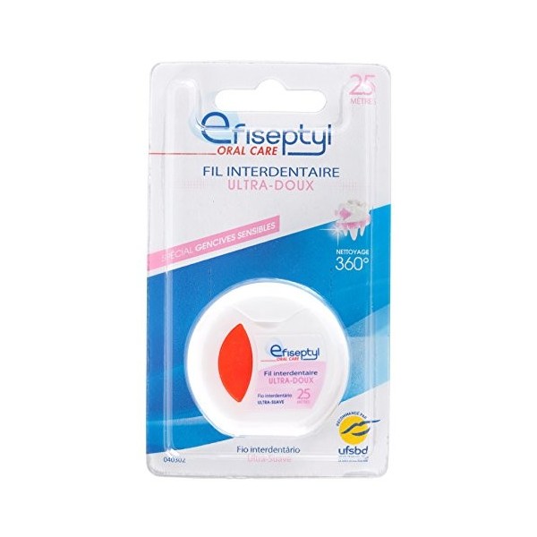 Efiseptyl - Fil Interdentaire Ultra Doux - Spécial Gencives Sensibles - Nettoyage 360° - Bobine de 25m