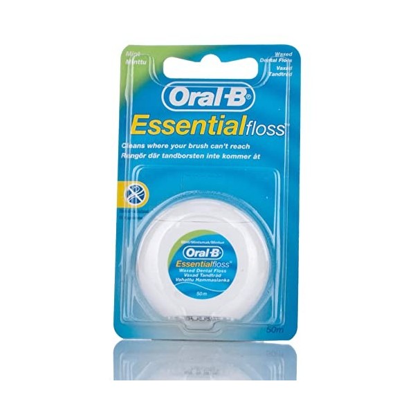 Oral-B Essential Waxed Mint Floss, 50 m, Pack of 6