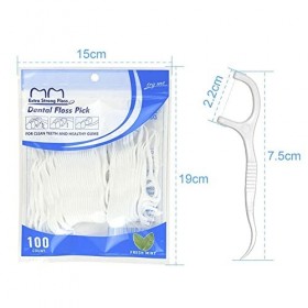 Lot de 100 fils dentaires pour nettoyage interdentaire - goût menthe. Détartrage, Gencive saine, soin bucco-dentaire, Parodon