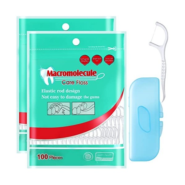 200 Pcs Fil Dentaire, Dental Floss Soie Dentaire, Bâton de Fil Dentaire avec Boîte de Rangement pour Soins Bucco-dentaires Ne