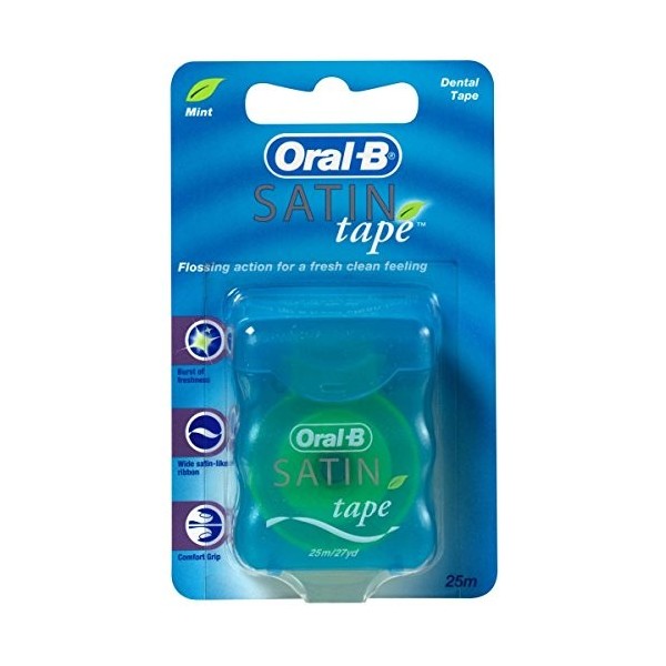 Oral-B – Lot de 3 rouleaux de fil dentaire satiné – Vert menthe – 3 x 25 m