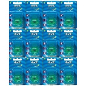 Fil dentaire Oral-B Satin - À la menthe - 25 mètres, ciré - Lot de 12 pièces